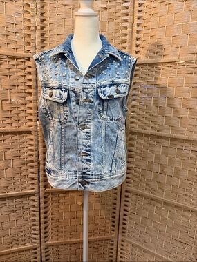 Lee Light Wash Studded Denim Vest